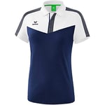 Erima Squad Sport Polo Femme, Blanc/New Navy/Slate Grey, FR : 38 (Taille Fabricant : 36)