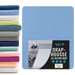 Dreamzie - Drap Housse 160 x 200 - Microfibre (100% Polyester) - Oeko Tex - Housse Matelas 160x200 - Bleu Céruléen