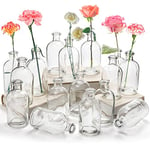 YOUEON Lot de 16 vases à fleurs en verre transparent de 236,8 g - Petites bouteilles décoratives vintage pour centre de table - Décoration pour maison, mariage, événement, bureau, décoration moderne -