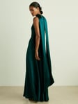 Reiss Petite Fae Satin Cape Maxi Dress, Teal