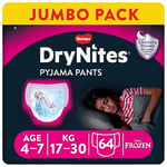 HUGGIES DryNites Girl's, 4-7 Years Jumbos (64 Pants) Disney Frozen