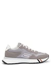 BOSS Mens Jonah Runn Mixed-Material Trainers with Signature-Stripe Detail Size 9 Grey