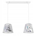 Light-Home - LADYBIRD - Abat Jour Suspension Luminaire Lustre - Moderne Abat Jour Plafond - Métal et Tissu - E27-2-Lumières - Gris et Bleu et Bleu clair