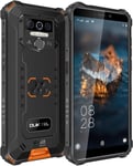 Telephone Portable Incassable,Wp5 Pro Smartphone Antichoc Etanche Grande Batterie 8000Mah,4Go+64Go,Ecran 5,5 Pouces,Avec 4 Flash Led,Triple Camera,Android 10.0 4G Dual Sim(Orange)