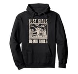 Vintage Witches Coven Girls Being Girls Funny Witchy Vibes Pullover Hoodie