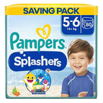 Pampers Couches-Culottes de Bain Jetables Splashers Taille 5-6 (14kg+) pour une Protection Optimale dans l'Eau, 80 Couches (8 x 10)