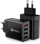 Lot De 2 Chargeur Usb, 33w Pr Usb Multiple 4 Ports Pr Chargeur Rapide Multipr Adaptateur Secteur Pour Iphone 14 13 12 11 Pro X Xs Xr 8 7, Ipad, Samsung Galaxy A55 A54 A20 A15 S10 S9[X1465]