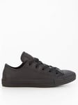 Converse Leather Ox Trainers - Black, Black/Black, Size 3, Women