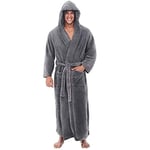 Peignoir pour Hommes À   Capuche Robe d'hiver Hommes Solide en Peluche Épais Peignoir Allongé Homme Homewear Robe Pyjama Chemise De Nuit Asiatique Taille4Xl Sty Livraison Gratuite