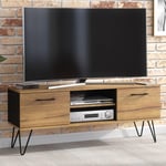 TV Unit 120cm TV Stand Harpin Legs - Oak & Black