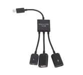 Micro USB OTG Host Adapter Cable with Dual Port Hub for Android Phone, Tablet