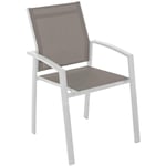 Hesperide - Fauteuil de jardin empilable Axiome noisette & blanc en aluminium traité époxy - Hespéride