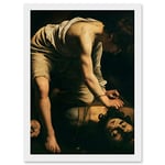 Artery8 Caravaggio David Goliath Religious Painting Artwork Framed Wall Art Print A4