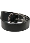 Urban Classics Small Ring Buckle Belt, Black/Silver, XL