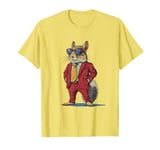 Squirrel with Glasses in Suit Anthropomorphic Pop Art T-Shirt