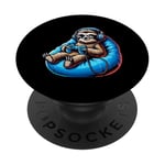 Sloth Gamer with Headphones and Controller PopSockets Adhesive PopGrip