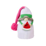 Tomte Ornament Hårtuss Vattenmelon Vit Skägg Handgjord Stickad Dvärg Ansiktslös Docka Bord Dekoration Sommarpresent (Grön)