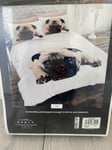 Thru The Lens Pug Duvet Set, King Size, Eleanor James Premier Collection