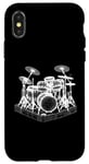 Coque pour iPhone X/XS Ensemble de batterie 3D Wireframe - Vintage Drummer Drums Lover