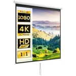 HOMCOM Écran de Projection de 99 Pouces, écran vidéoprojecteur, pour Home cinéma, 1:1 4K HD, Fixation Mur ou Plafond, 189 x 7 x 182 cm, Blanc