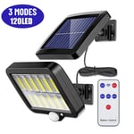 (120LED 3Modes Remote) Solar Light Street Wall lamppu vedenpitävä ulkona auringonvalo PIR liiketunnistin aurinkolamppu aita Street Garden Sisustus