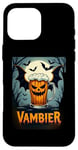 Coque pour iPhone 16 Pro Max Vambier Halloween Boveur de bière chauve-souris visage de citrouille