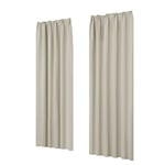 Deconovo Lot de 2 Rideaux Opaques avec Galon fronceur, Protection Acoustique, Protection Contre Le Froid, pour l'hiver, 160 x 140 cm (Hauteur x Largeur), crème