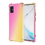 myEstore Étui de téléphone Portable Idéal for Samsung Galaxy A71 5G Quatre Coins Airbag Anti-Choc dégradé de Couleur Claire TPU (Color : Pink Gold)