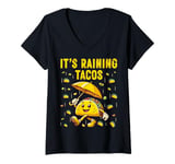 Womens It's Raining Tacos Funny Taco Lovers Kids Girls Boys & Adult V-Neck T-Shirt