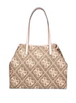 GUESS Women's Vikky Large Tote Bag, Latte Logo/Pale Rose, 40 x 31 x 18 cm