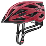 uvex city i-vo - lightweight city bike helmet for men & women - incl. LED light - individual fit - ruby red matt - 52-57 cm