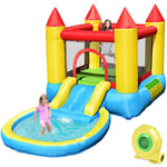 Château Gonflable avec Toboggan et Piscine,Aire de Jeu pour 2 Enfants de 3 a 5 Ans,Trampoline,30 Balles Inclus,Jusqu'a 68 KG,365 x 200 x 190CM(avec