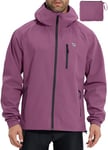 BALEAF Veste d'équitation pour homme Imperméable respirant 10000 mm H2O Manteau imperméable extérieur Veste de course coupe - vent Fuchsia XXL