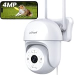 360° Caméra Surveillance WiFi Exterieure, PTZ Caméra IP, Suivi Automatique Pan 355° Tilt 90°, Vision Nocturne Couleur, Détection de Mouvement PIR, Audio Bidirectionnel, PC/Sirène/IP66