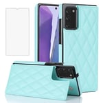 Asuwish Phone Case for Samsung Galaxy Note 20 5G Wallet Cover with Tempered Glass Screen Protector and Leather RFID Card Holder Stand Cell Accessories Note20 Notes 20s Twenty Not S20 Women Mint Green