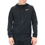 Nike Men's Dry Hyper Full Zip Hooded Sweatshirt, Black/White, Medium