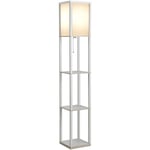 Lampadaire étagère lampe étagère 26L x 26l x 160H cm 3 étagères 4 niveaux mdf blanc