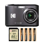 Kodak PIXPRO FZ45 Digital Camera (Black) Bundle with 32GB Class 10 UHS-I U1 SDHC Memory Card and AA High-Performance Alkaline Batteries (4-Pack) (3 Items)