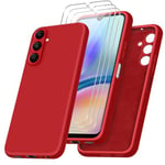 Coque pour Samsung Galaxy A05S 4G avec 3 Pièces Protection Écran en Verre Trempé, Rose Souple TPU Liquide Silicone Étui Housse pour Samsung Galaxy A05S 4G