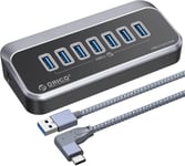 Hub Usb C, Hub De Données Usb 3.2 Gen 2 À 7 Ports Avec Super Vitesse 10 Gbps, Répartiteur Usb Avec 1M Câble Et Port D'Alimentation De Type C 5 V/2 A Pour Mac Pro/Mini, Pc, Disque Dur