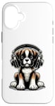 Coque pour iPhone 16 Plus Boxer Dog Casque audio pour chien Boxers