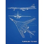 Artery8 Tupolev Tu-160 Soviet Strategic Bomber Blueprint Plan Art Print Canvas Premium Wall Decor Poster Mural