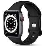 CeMiKa Compatible with Apple Watch Strap 44mm 42mm 45mm 46mm 49mm, Soft Silicone Sport Band Replacement Straps for iWatch Strap Series 10 9 8 7 6 5 4 3 SE, Women Men, Black