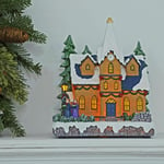 Light Up Christmas Decoration Church Snow Scene LED Xmas Festive Ornament 24cm