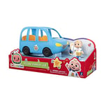 Bandai - CoComelon - Voiture familiale musicale - Véhicule qui joue la chanson "Are we there yet" (en anglais) et 1 figurines 7 cm : JJ, TomTom, YoYo, Maman, Papa - WT0104