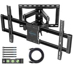 BONTEC Universal TV Wall Bracket for 37-86 Inch Flat and Curved TVs up to 65kg, Swivels Tilts Extends Double Arm Full Motion TV Wall Mount, Max VESA 600x400mm, Drilling Template Included