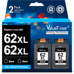 62Xl Cartouches D'Encre Remplacement Pour Hp 62 Pour Hp Envy 5540 5640 5642 5644 5646 7640 5660 7644 Pour Officejet 250 200 5740 5742 (Noir, 2-Pack)[DYJ074325]