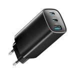 Chargeur USB C 67W, 3-Port GaN Compact PD Fast Charging Adaptateur Secteur, Chargeur Rapide pour MacBook Pro/Air, Dell XPS, Laptop, iPad Pro, Galaxy S23,Note 20/10+, iPhone 15/14/13/12Pro Max,Air-Pods