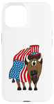 Coque pour iPhone 15 4 juillet USA Bison Drapeau américain Jour de l'indépendance Patriotique