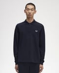 Fred Perry Mens Long Sleeve Plain Signature Polo Shirt - Navy - Size X-Large